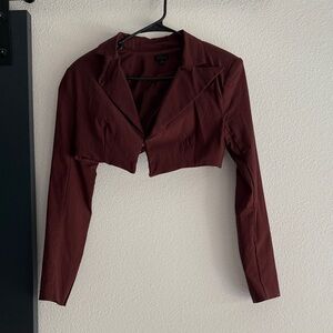NBD Burgundy Crop Top Blazer